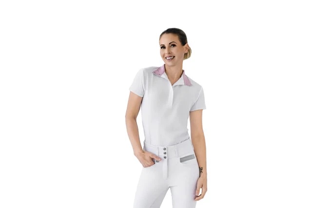 Camisa Dama Classic Show Romph.  Blanco rosado .Graphic waves