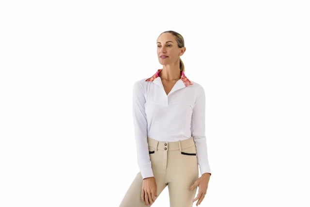 Camisa Dama Bib Show OV manga larga . Blanco Natural World
