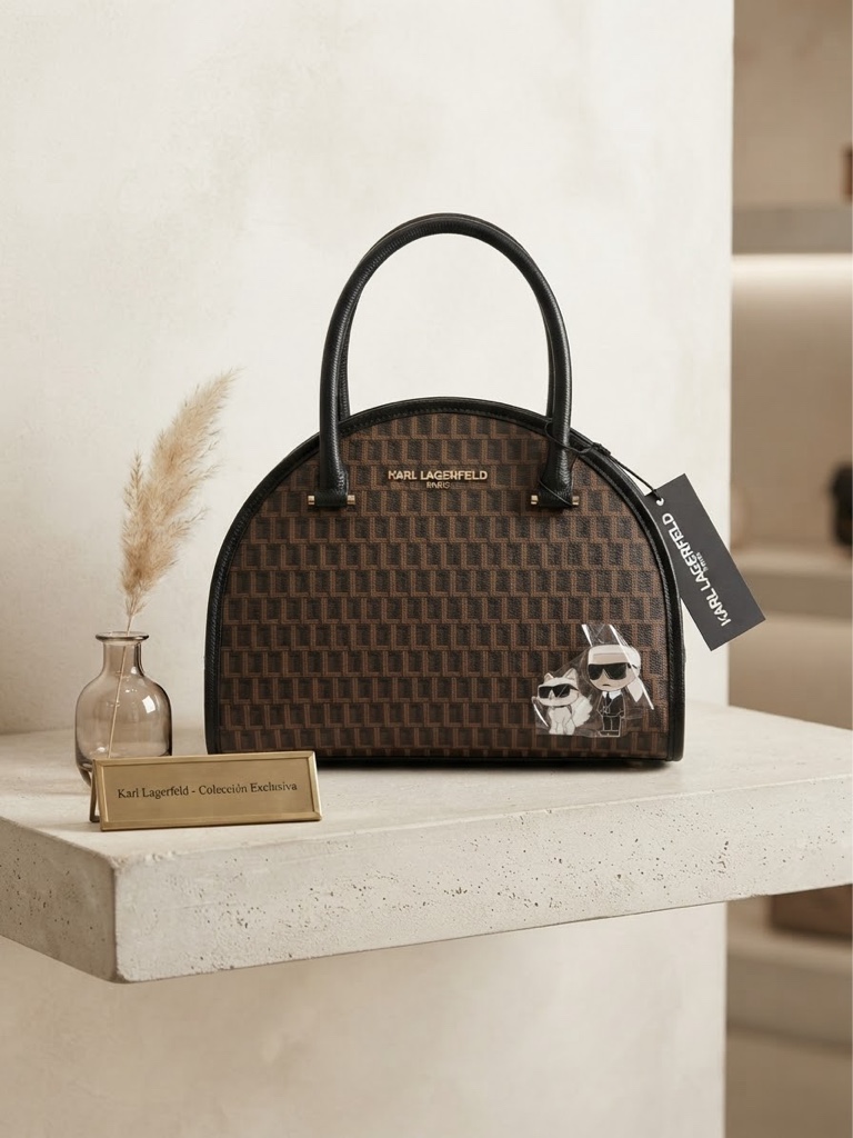 Bolso Mediano KARL LAGERFELD Negro con Café