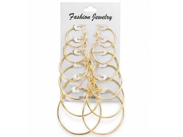 Set de aros argollas dorados x6 pares