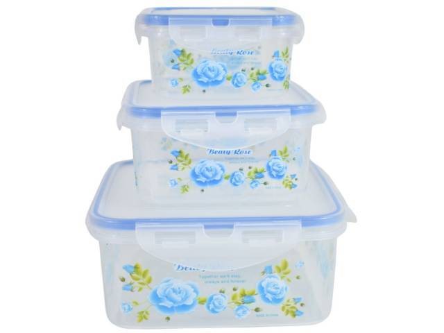 Recipientes herméticos de plástico x3 unidades azul 700ml/300ml/150ml