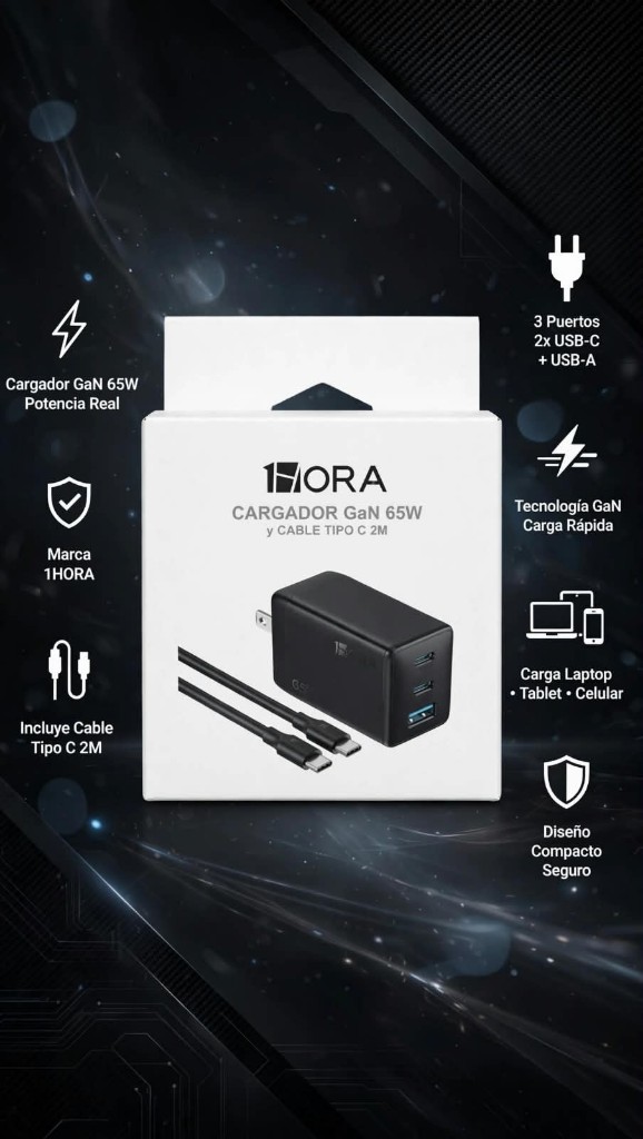 Cubo 3 puertos 65w