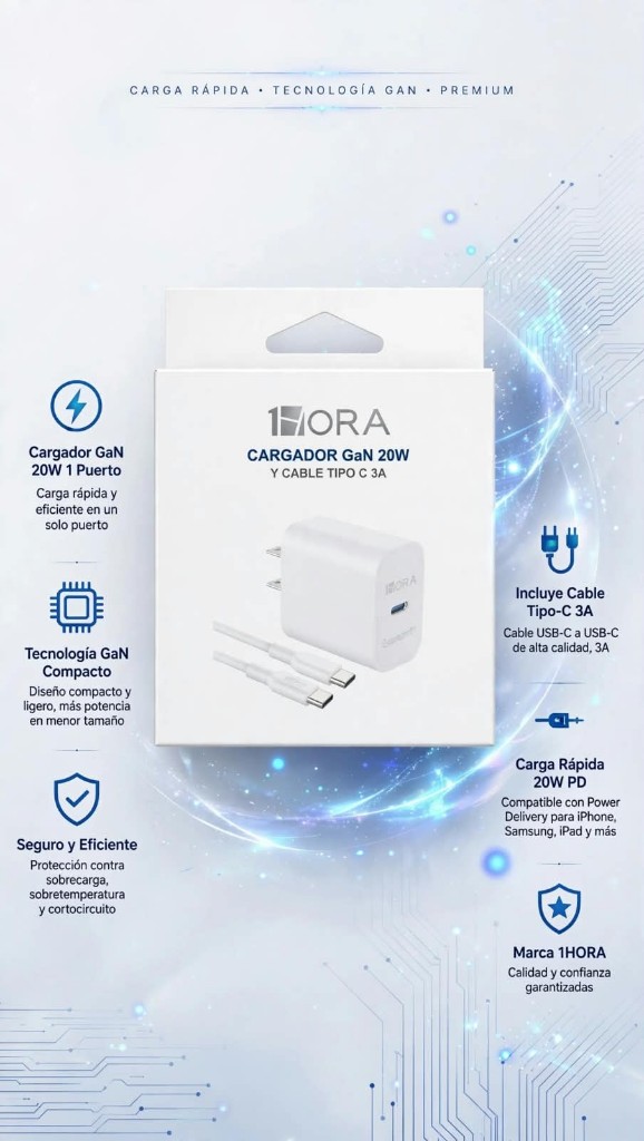 Cargador 1h.gan 20w