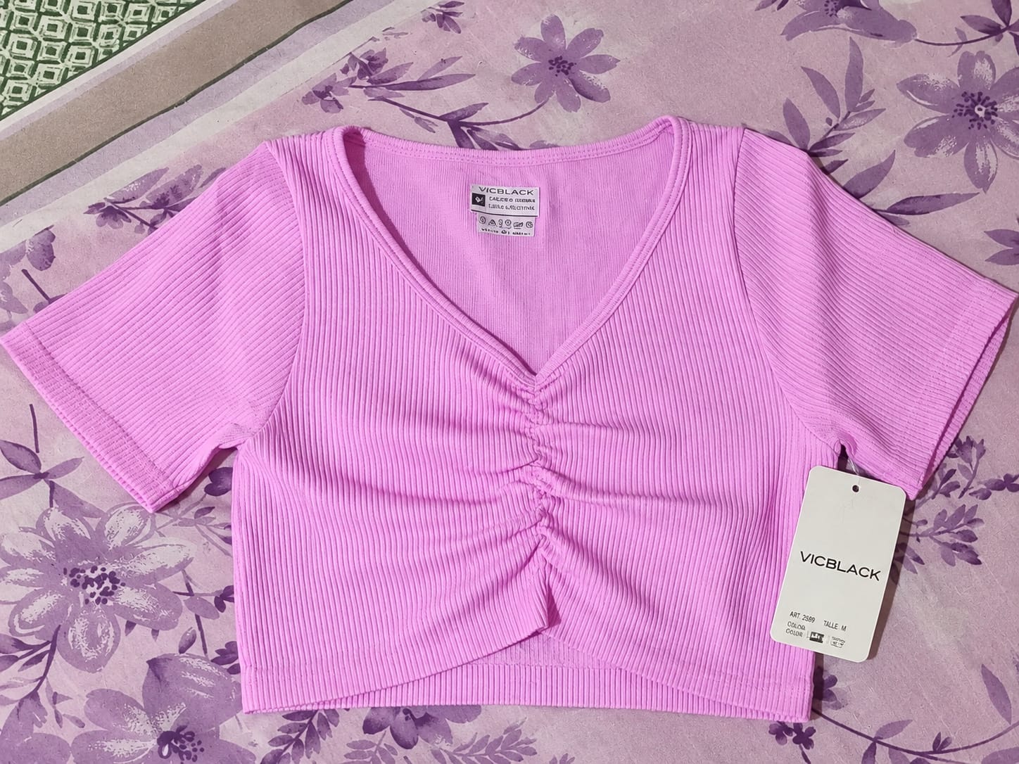 Crop top rib VICBLACK rosa