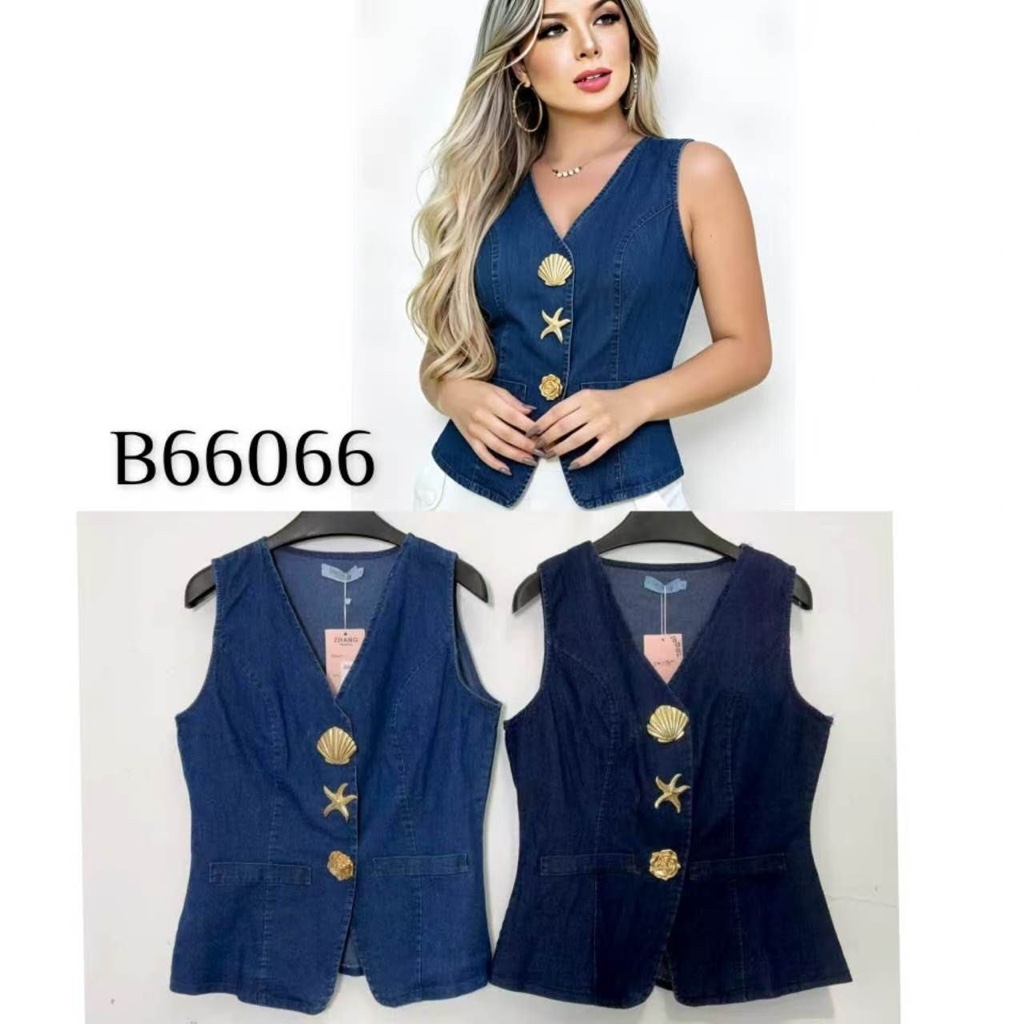 Chaleco denim azul con botones