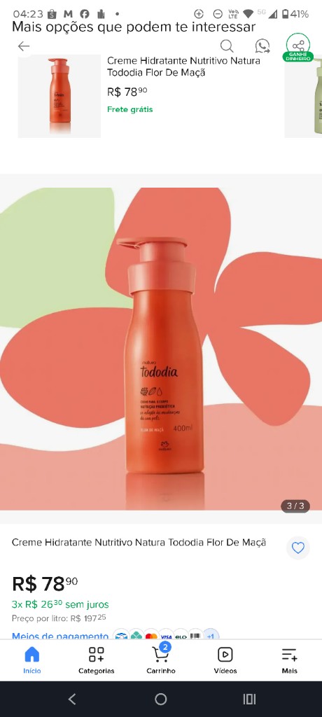 Natura Todo Dia Hidratante corporal Maçã Caramelizada e Baunilha 400ml