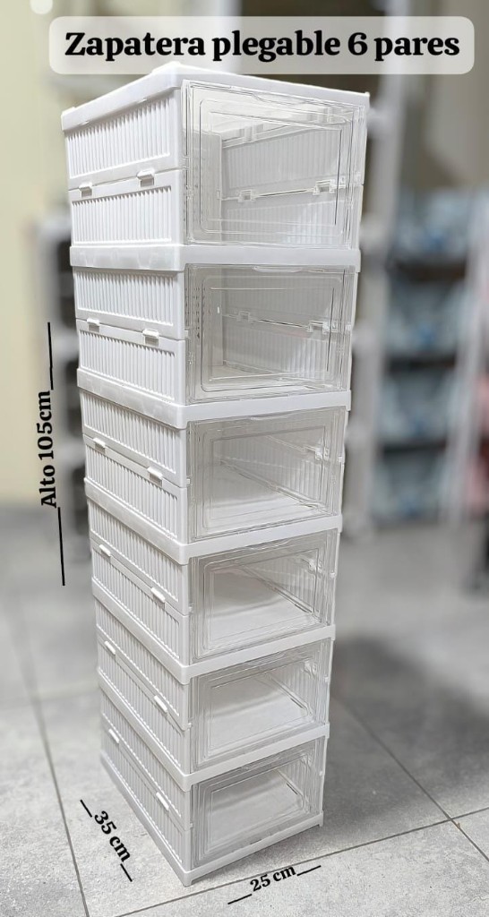 Zapatera plegable 6 pares blanco