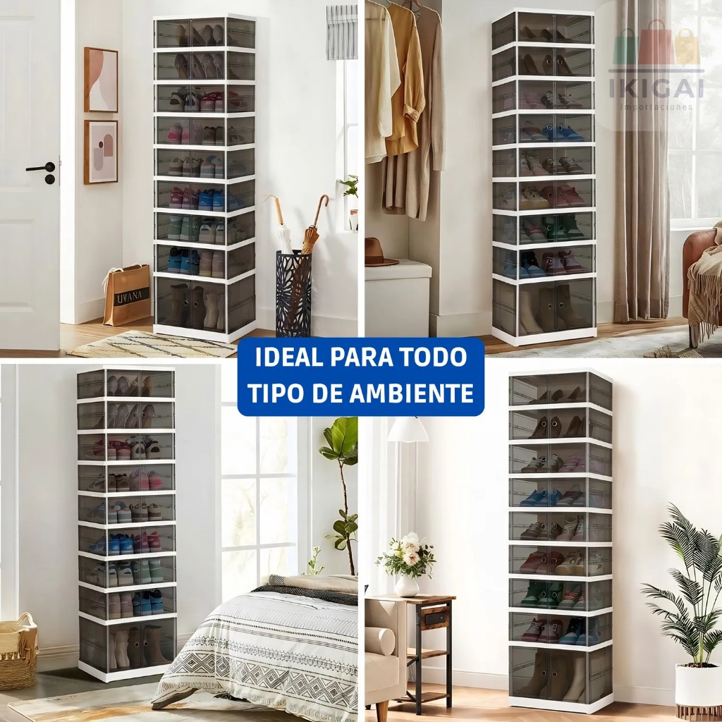 Zapatera plegable 18 pares - Ahumado