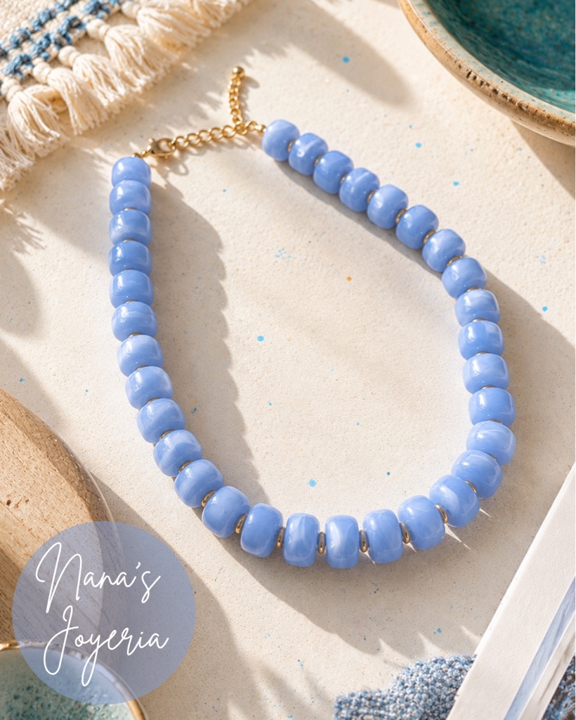 Collar Chunky celeste