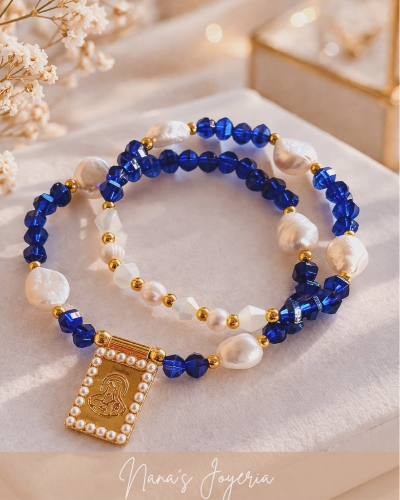 Set pulseras azul escapulario