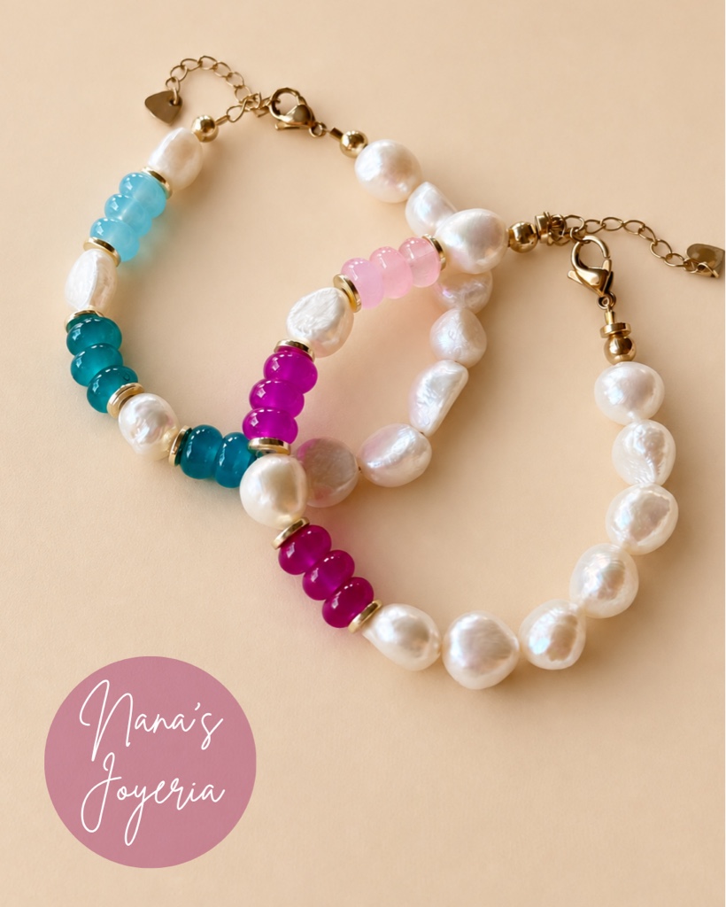 Pulsera perlas de río y colores
