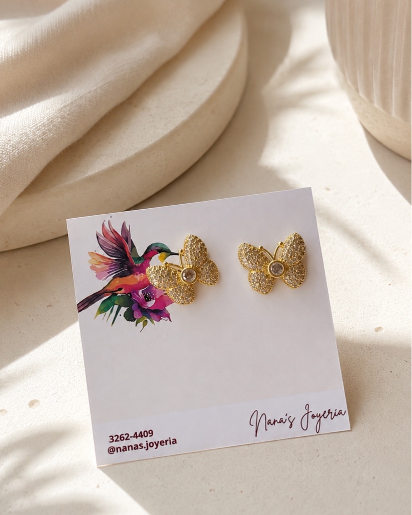 Aretes Mariposa - baño de oro