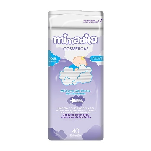 Mimadito Cosméticas láminas de algodón 40 unidades