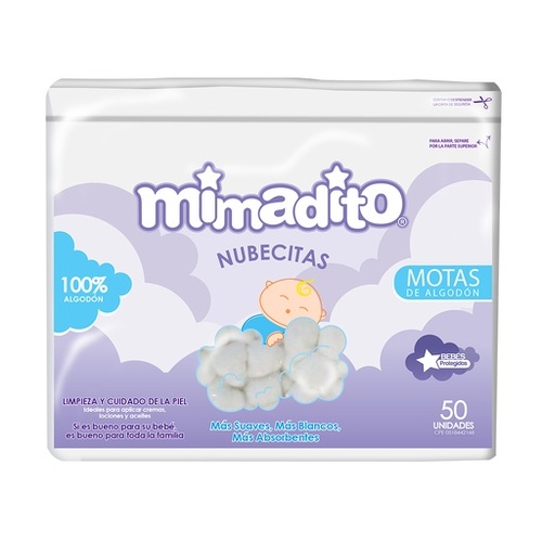 Mimadito Nubecitas Motas de Algodón 50 unidades