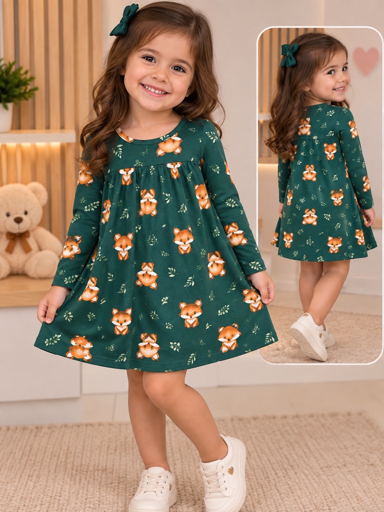 Vestido infantil manga longa.  kYLY