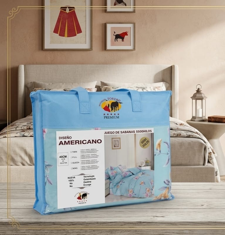 Juego de sabanas, 4 piezas, estampada. Quenn
