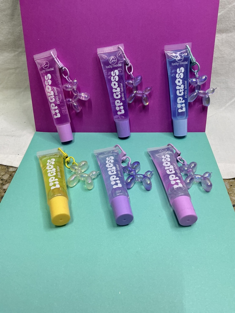 Lip Gloss morado llavero de perrito, 1 unidad