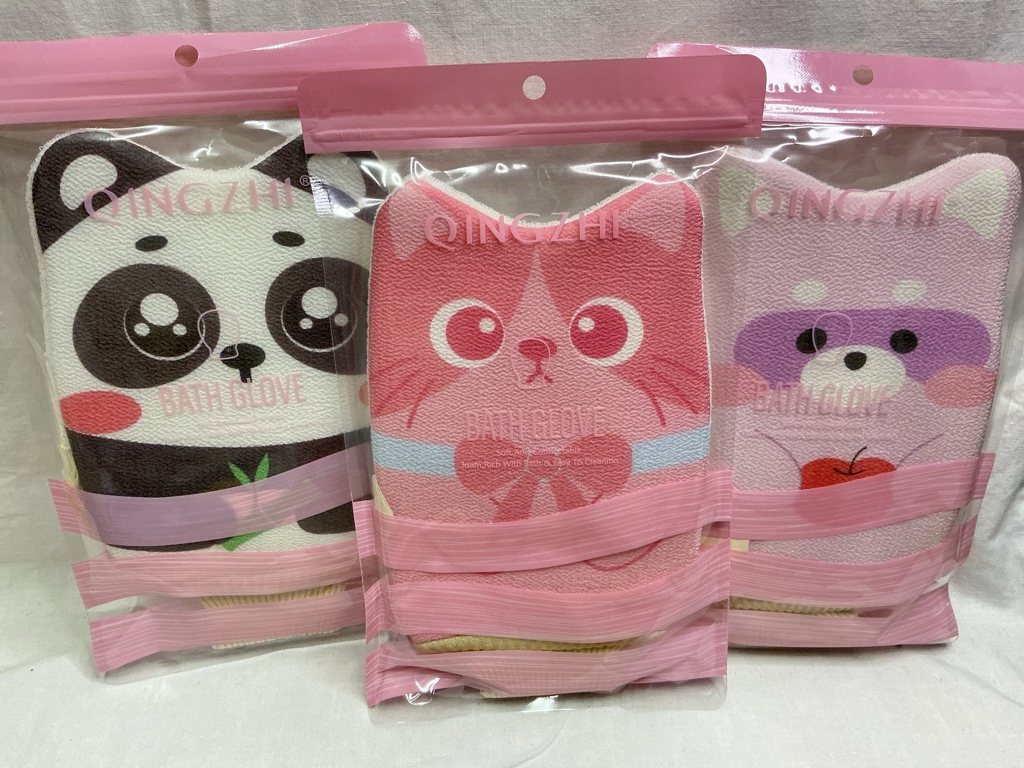 Guante para  baño diseño animales. 1 unidad