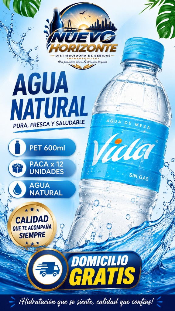 Vida agua natural 600ml paca x 20