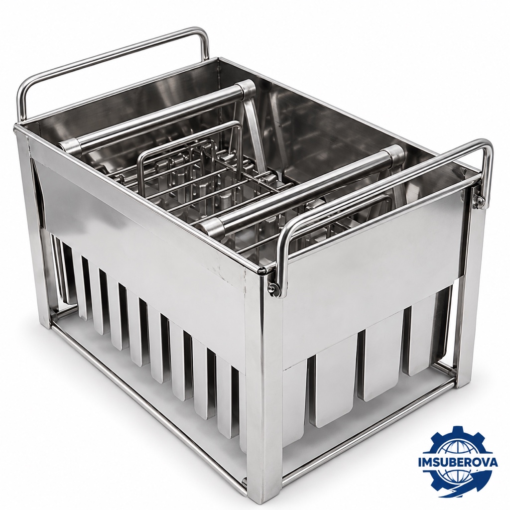 Moldes helados en acero de  40 pzas x 100 ML punta Rectangular liso