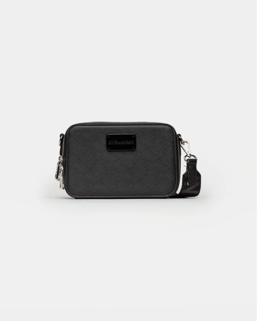 Bandolera Prüne New Penny Cuero Negro