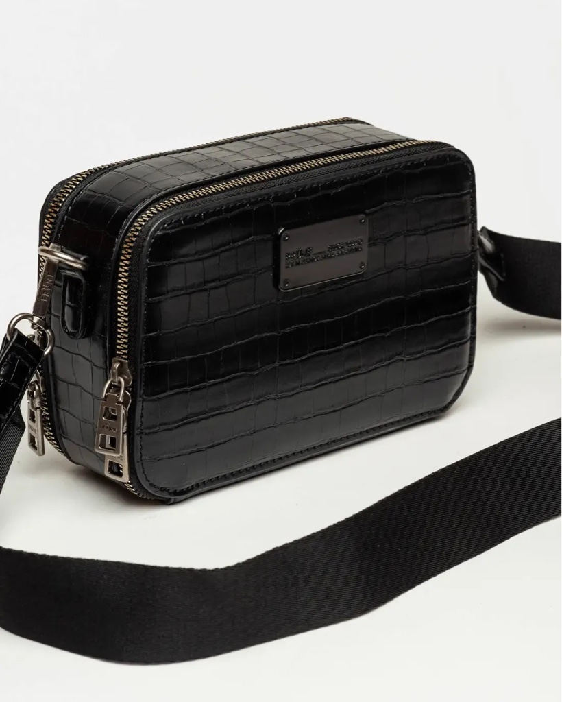 Bandolera Prüne New Penny croco negro