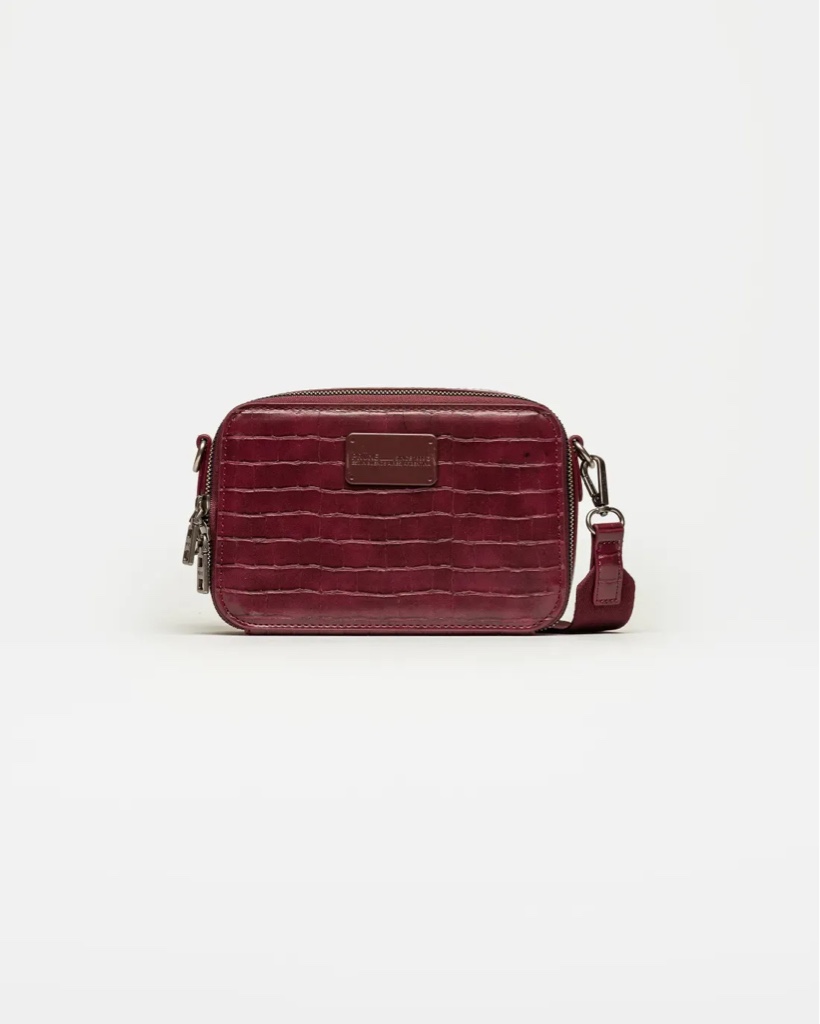 Bandolera Prüne New Penny croco burgundy