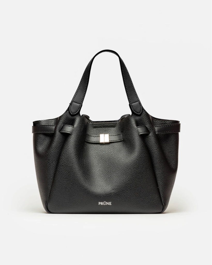 Bolso Prüne Marble Negro Cuero