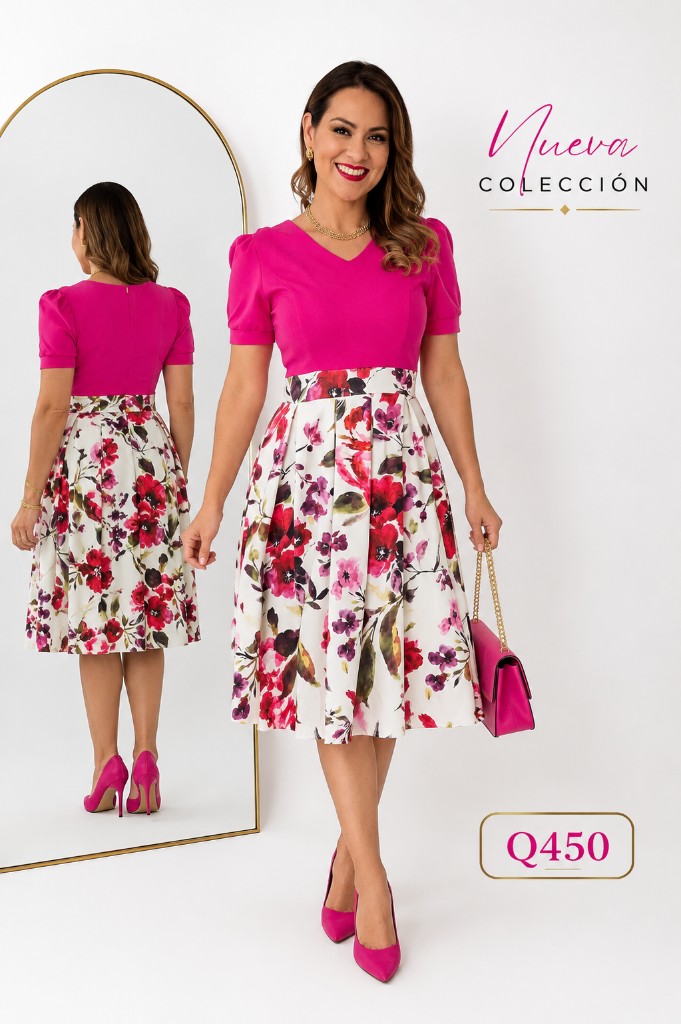 Vestido Fucsia Estampado