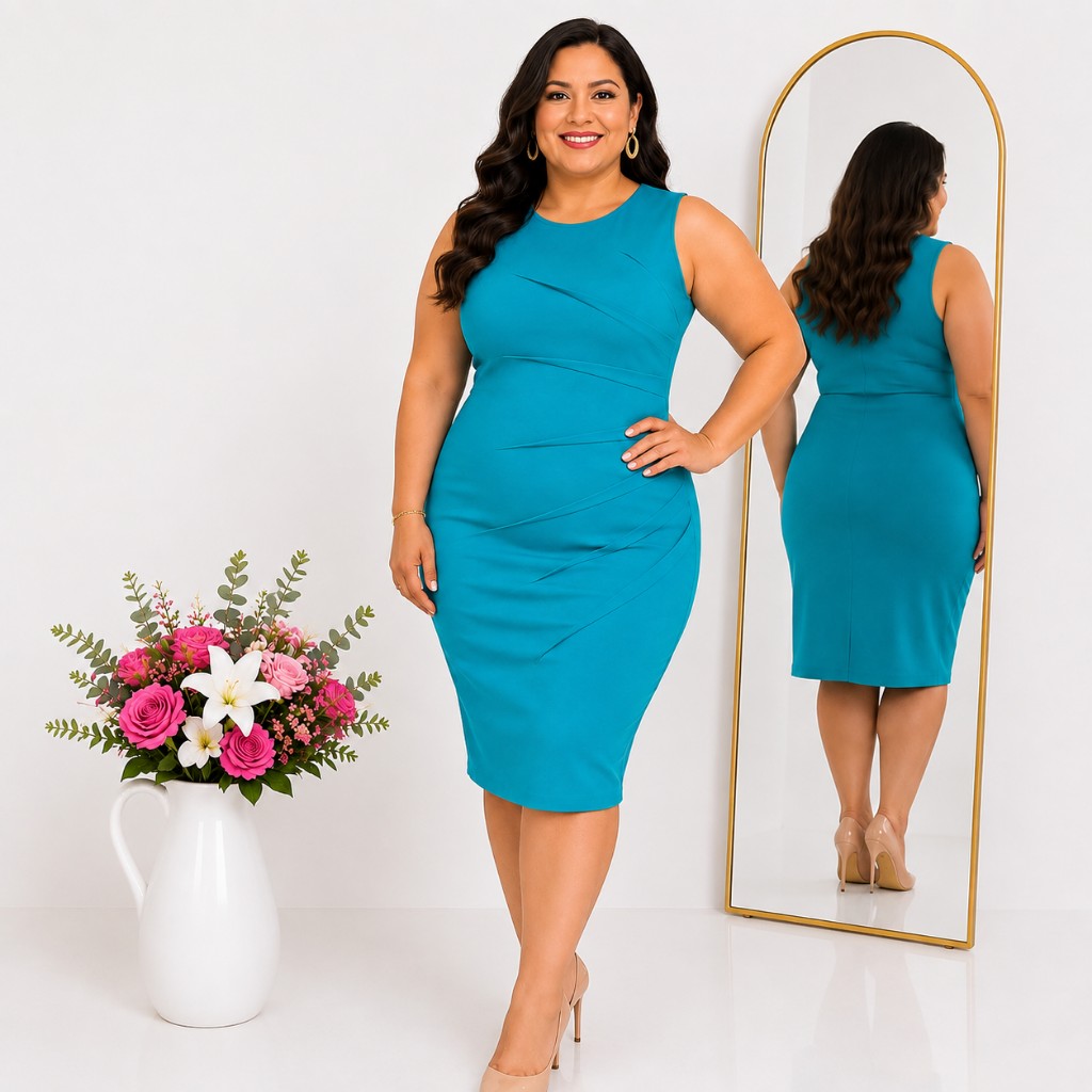 Vestido Turquesa Drapeado