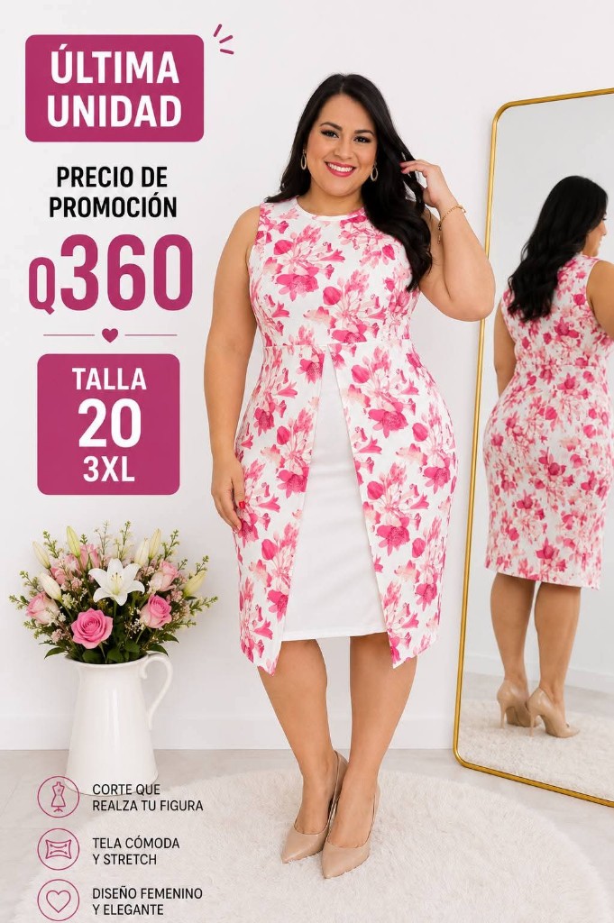 Vestido Rosa/blanco Floral