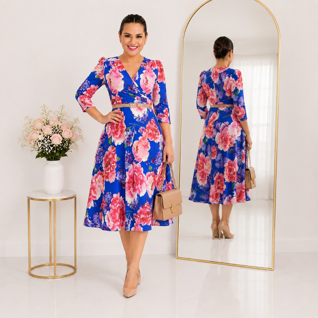 Vestido Floral Manga 3/4