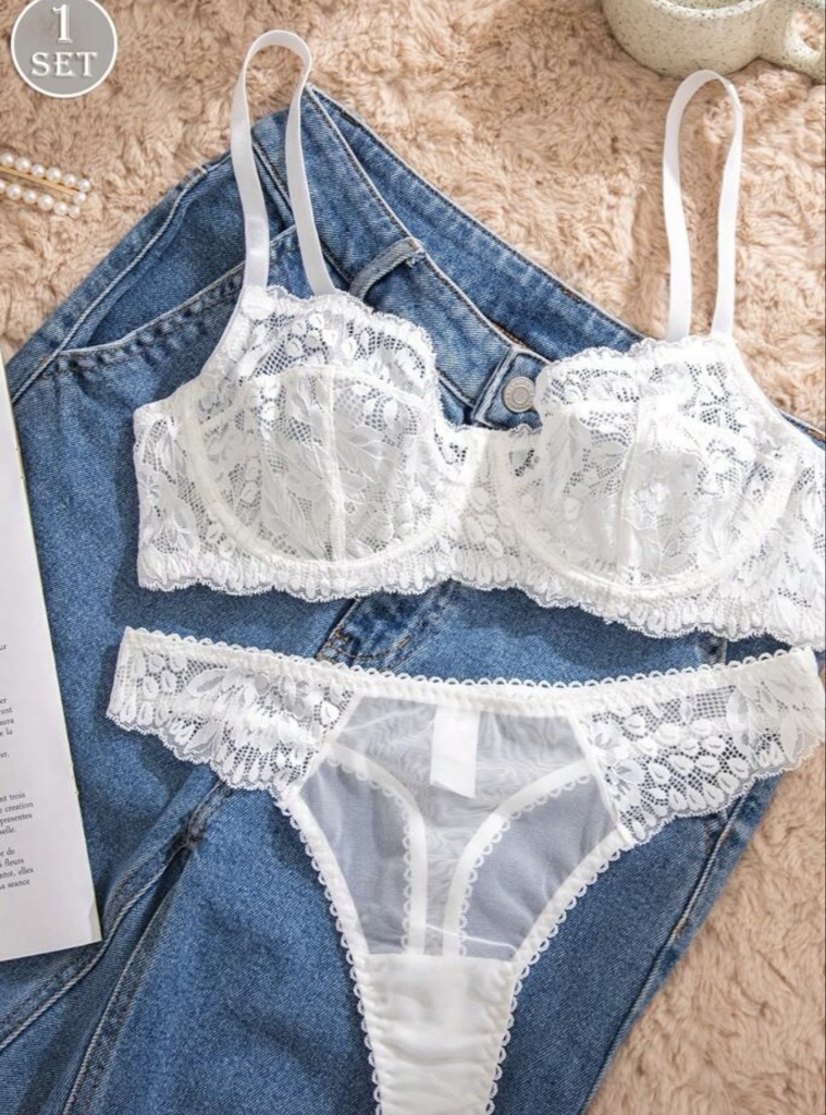 Conjunto lenceria blanco encaje