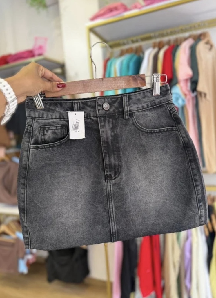 Falda denim humo