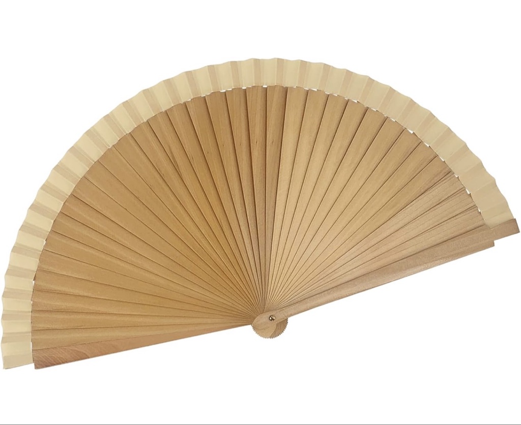 Abanico madera beige
