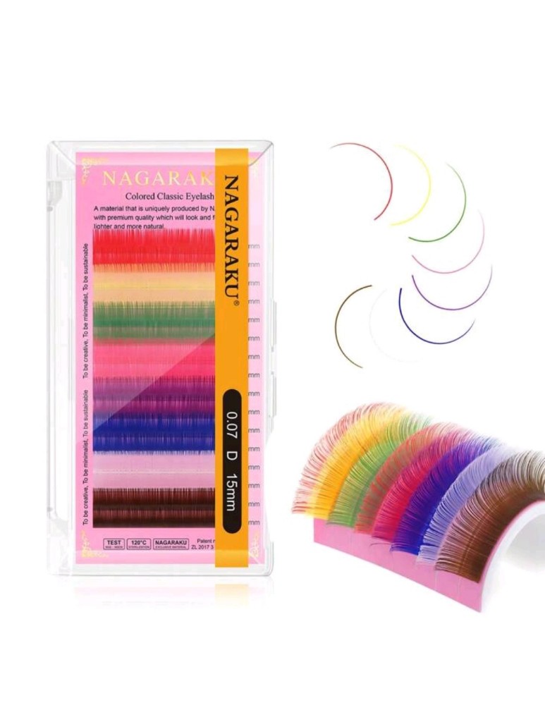 Nagaraku pestañas de colores 0.07 D 15mm
