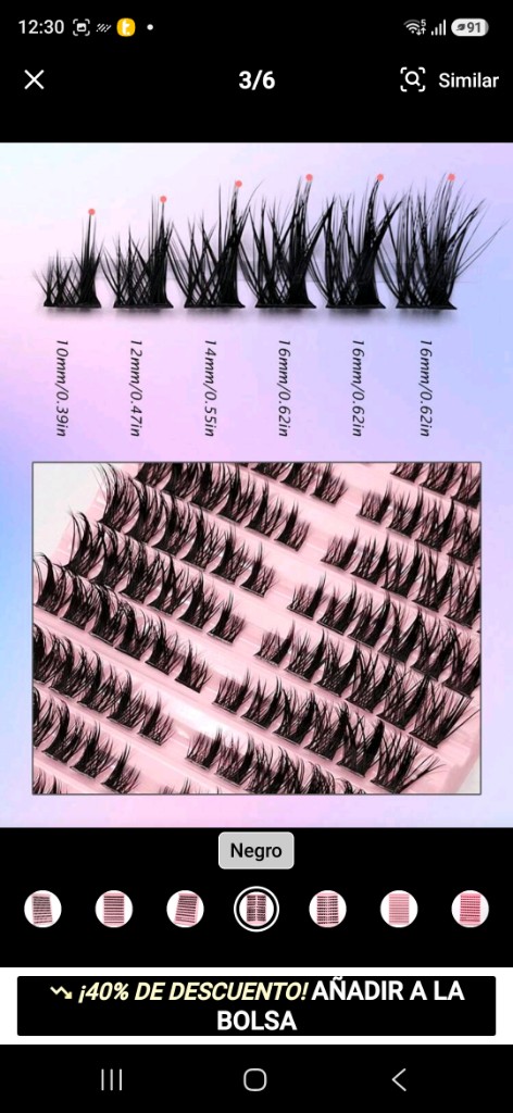Pestañas 3D negras efecto cat eye