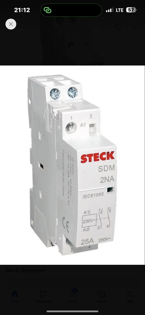 Contactor modular mono 220v 25A