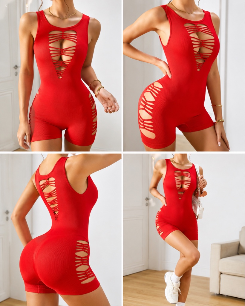Enterizo rojo rubí talla M