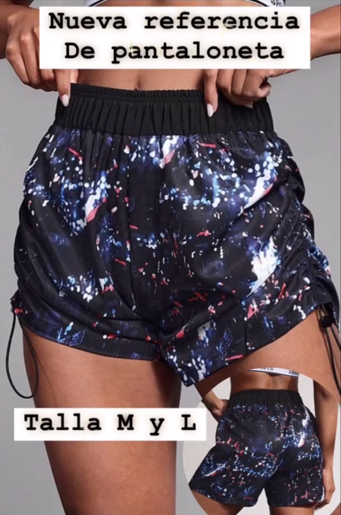 Pantaloneta negra estampada
