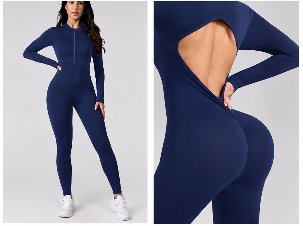 Enterizo manga larga talla S azul marino