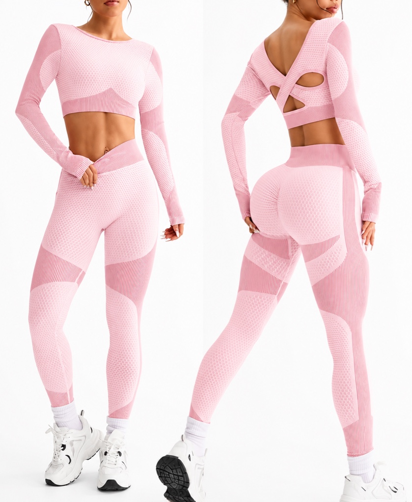 Set texturizado talla M rosa