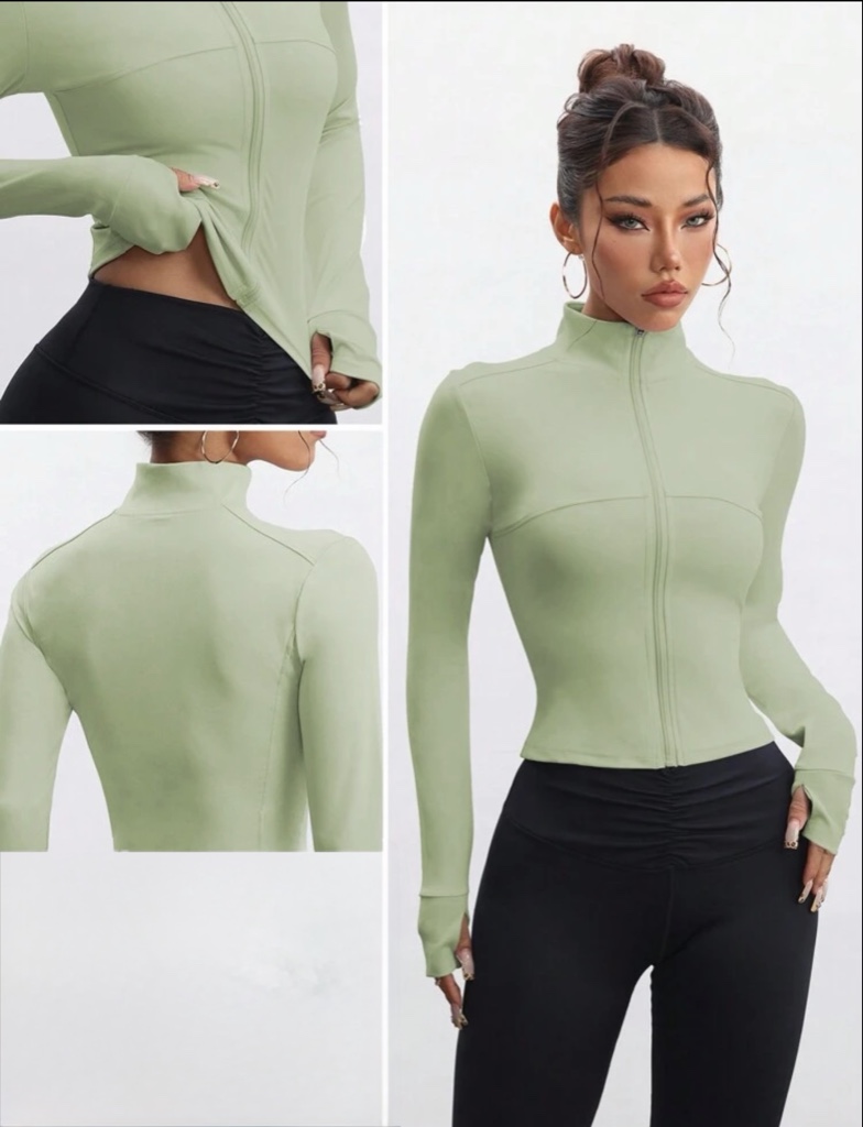 Chaqueta verde menta cremallera