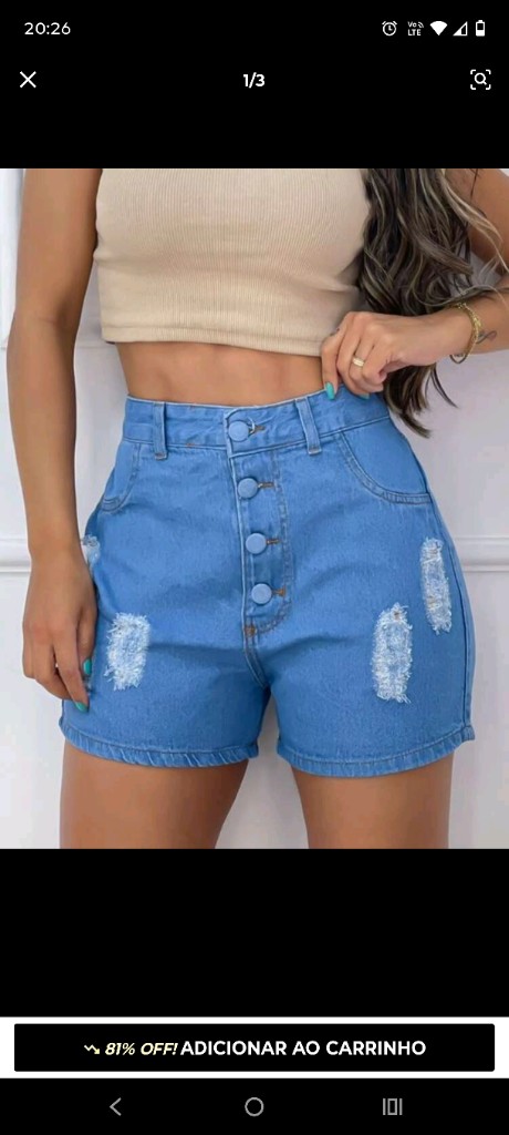 Short jeans azul tamanho EG(46)