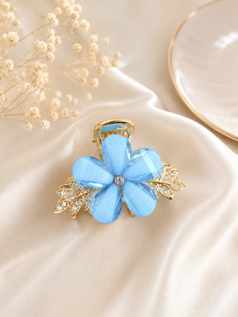 Piranha Flor Azul Metal Stras