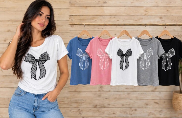 Polera estampado moño
