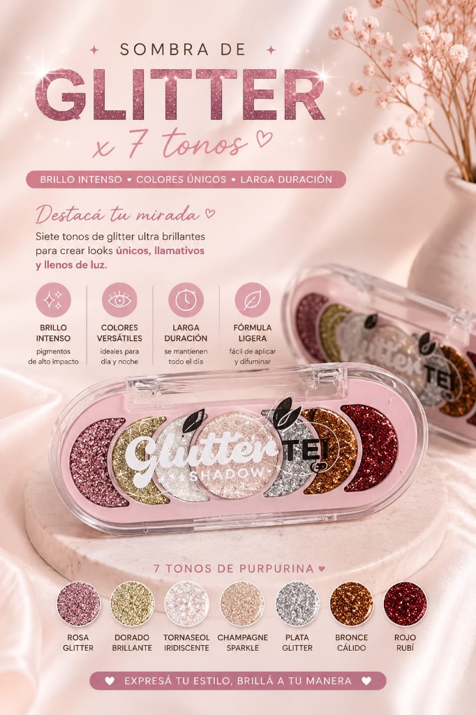 paleta de sombras glitter x7