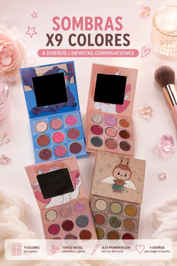 Paleta de sombras x9 colores
