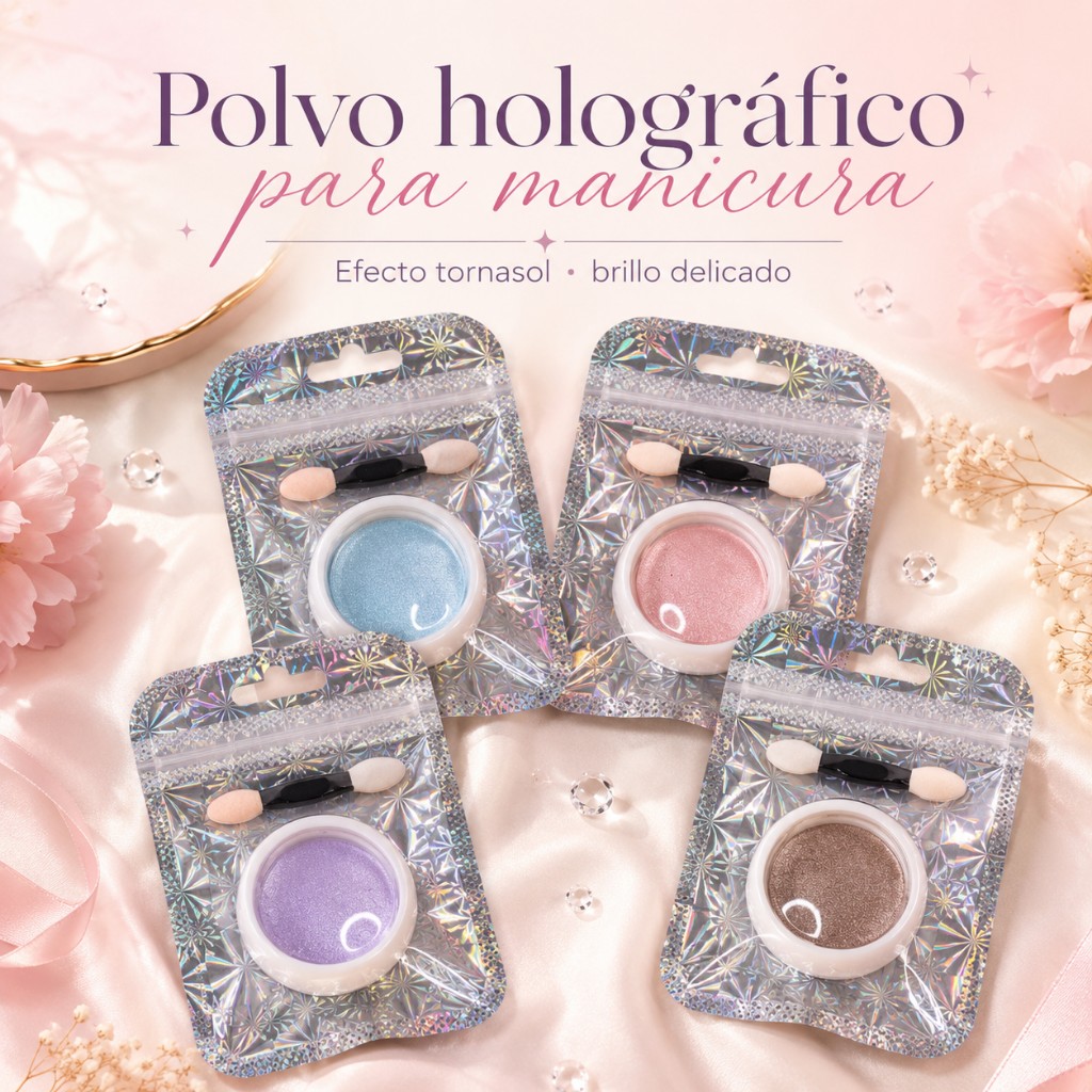 Polvo holografico manicura