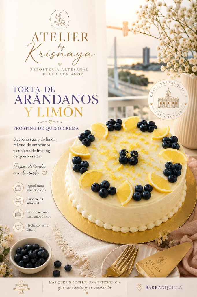 Torta de arandanos y limon y frosting de queso crema